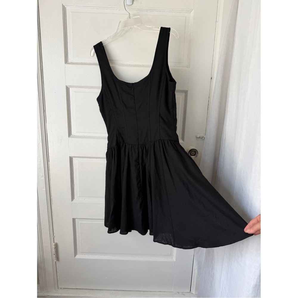 Wayf Black Linen Mini Dress Esmeralda A-Line Scoop Neck Sleeveless Party NWT Lg - Picture 8 of 16